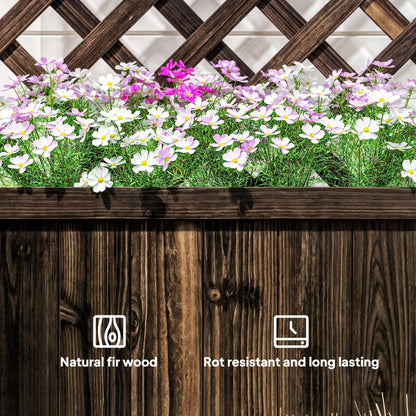 2.4 x 1 x 4.9 ft Wooden Pine Trough Planter with Trellis, Carbonized Wooden Planter Boxes at Gallery Canada