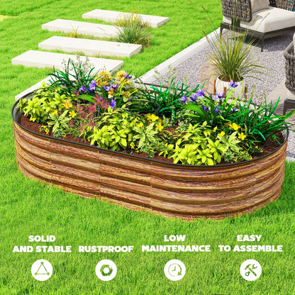 5' x 3' x 1' Galvanized Raised Garden Bed, Brown Wood Effect, Brown