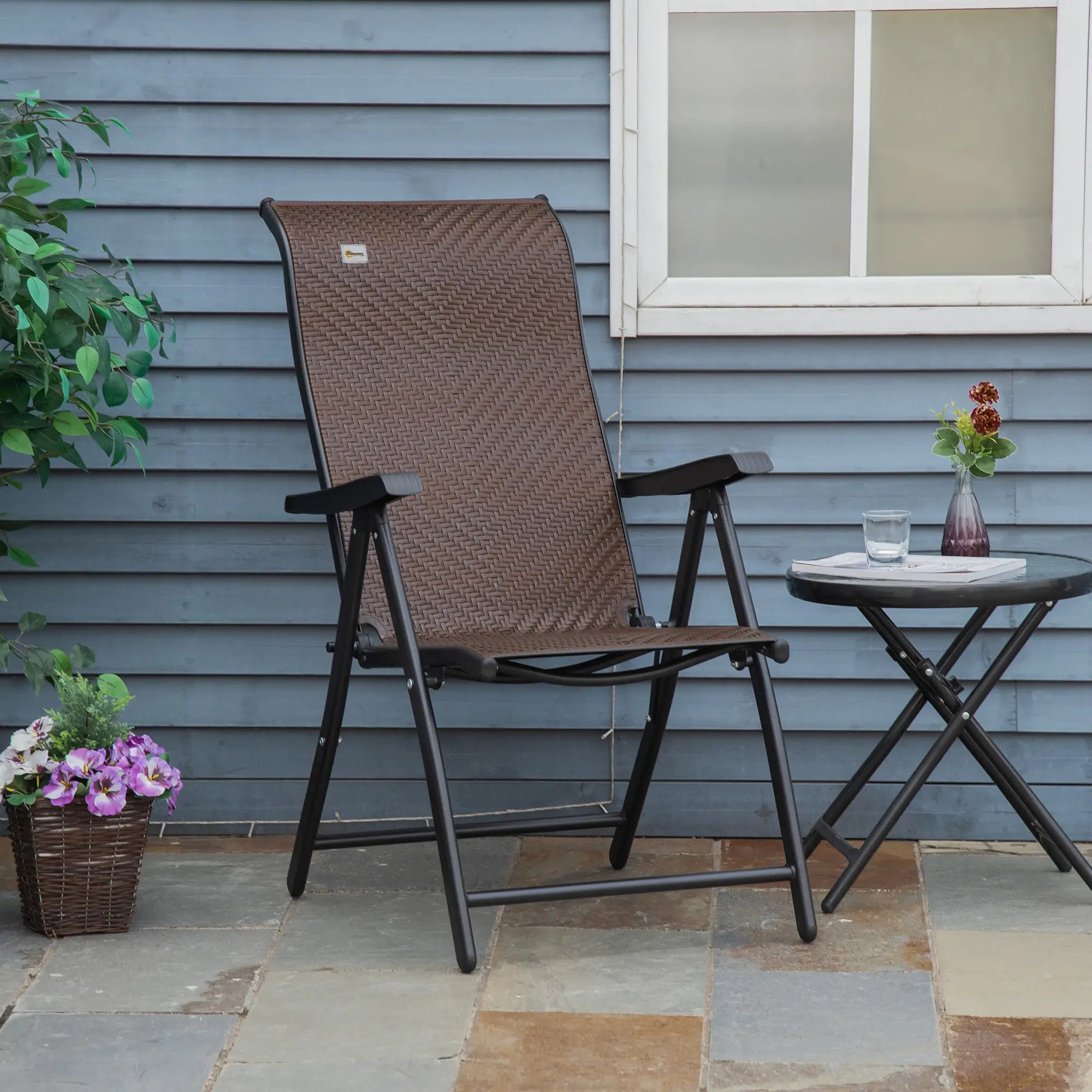 Rattan Folding Recliner Chair, Outdoor Wicker Recliner, Brown Picnic Tables & Camping Chairs at Gallery Canada