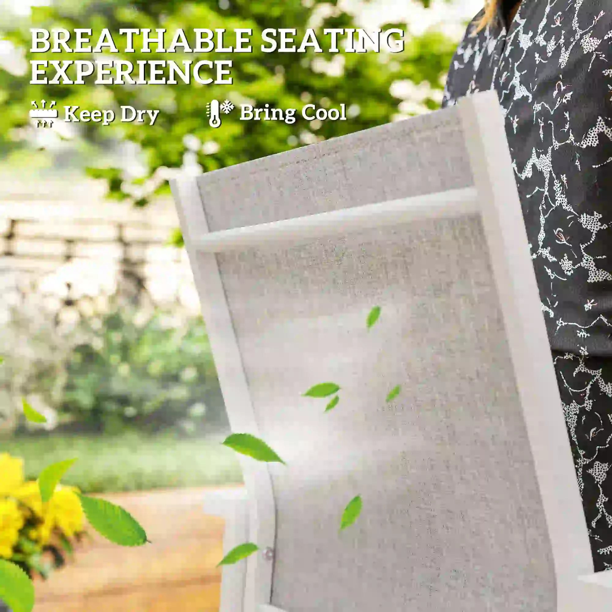 Stackable Patio Dining Chairs, Set of 2, Light Grey Patio Chairs at Gallery Canada