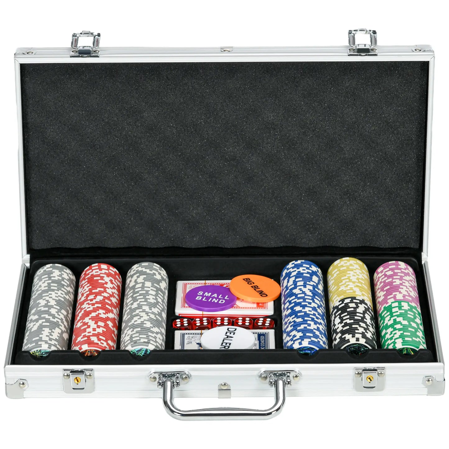 300-Piece Poker Chips Set, Mat, Chips, 2 Card Decks, Dealer, 5 Dices Game Tables at Gallery Canada