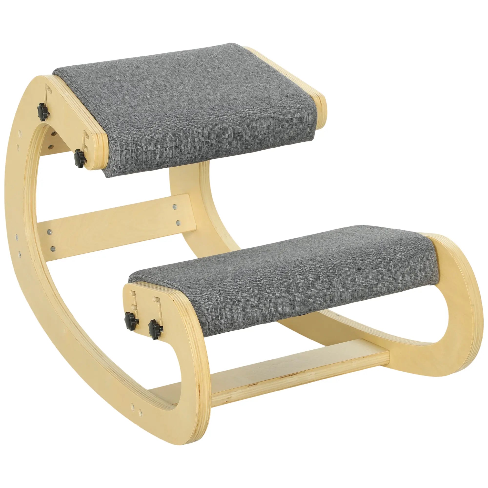 Ergonomic Kneeling Chair, Adjustable Rocking Wood Stool, Grey Office Chairs at Gallery Canada