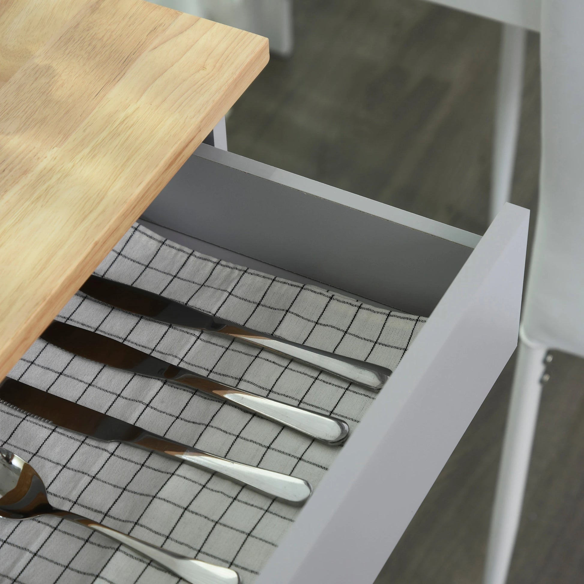 Rolling Kitchen Island Cart, Wood Top, Storage Drawer, Towel Bar, Shelves, Grey Kitchen Islands & Kitchen Carts at Gallery Canada