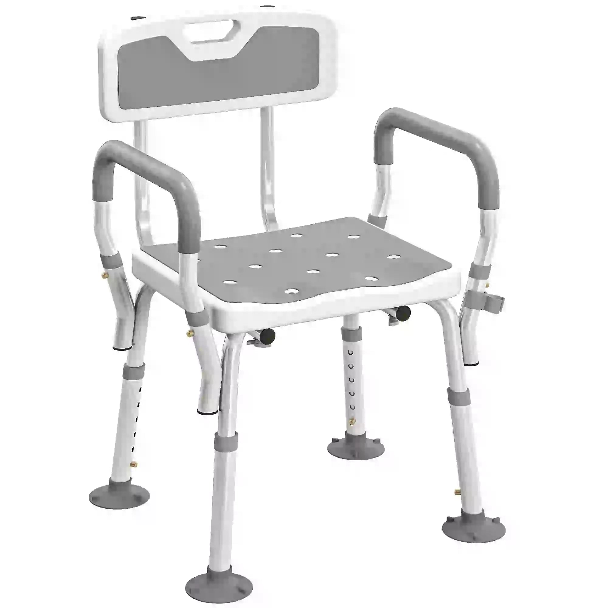 Adjustable Shower Chair With Arms, Back, Padded Seat, Light Grey Bath Chairs White, Light Grey at Gallery Canada