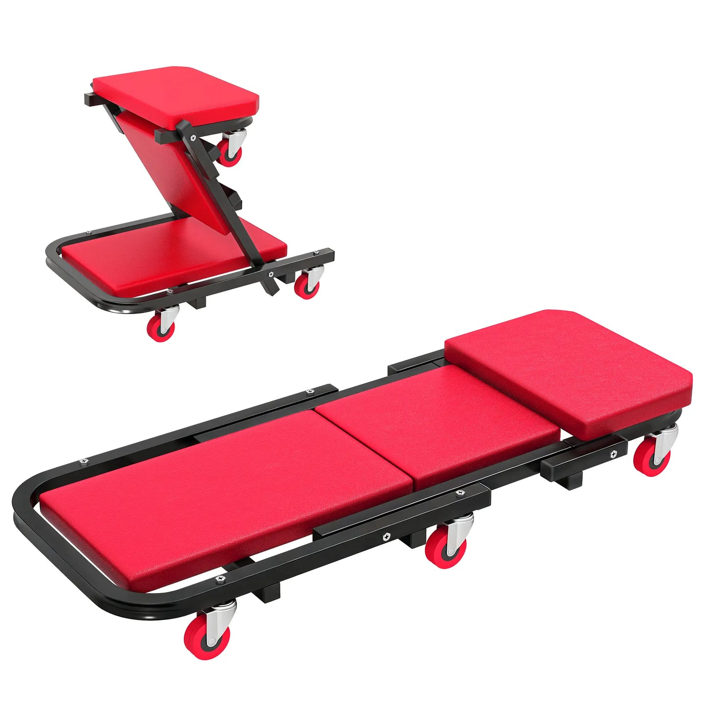 Automotive Z Creeper Seat, 330 lbs Rolling Garage Mechanic Creeper Stool, Red Automotive at Gallery Canada