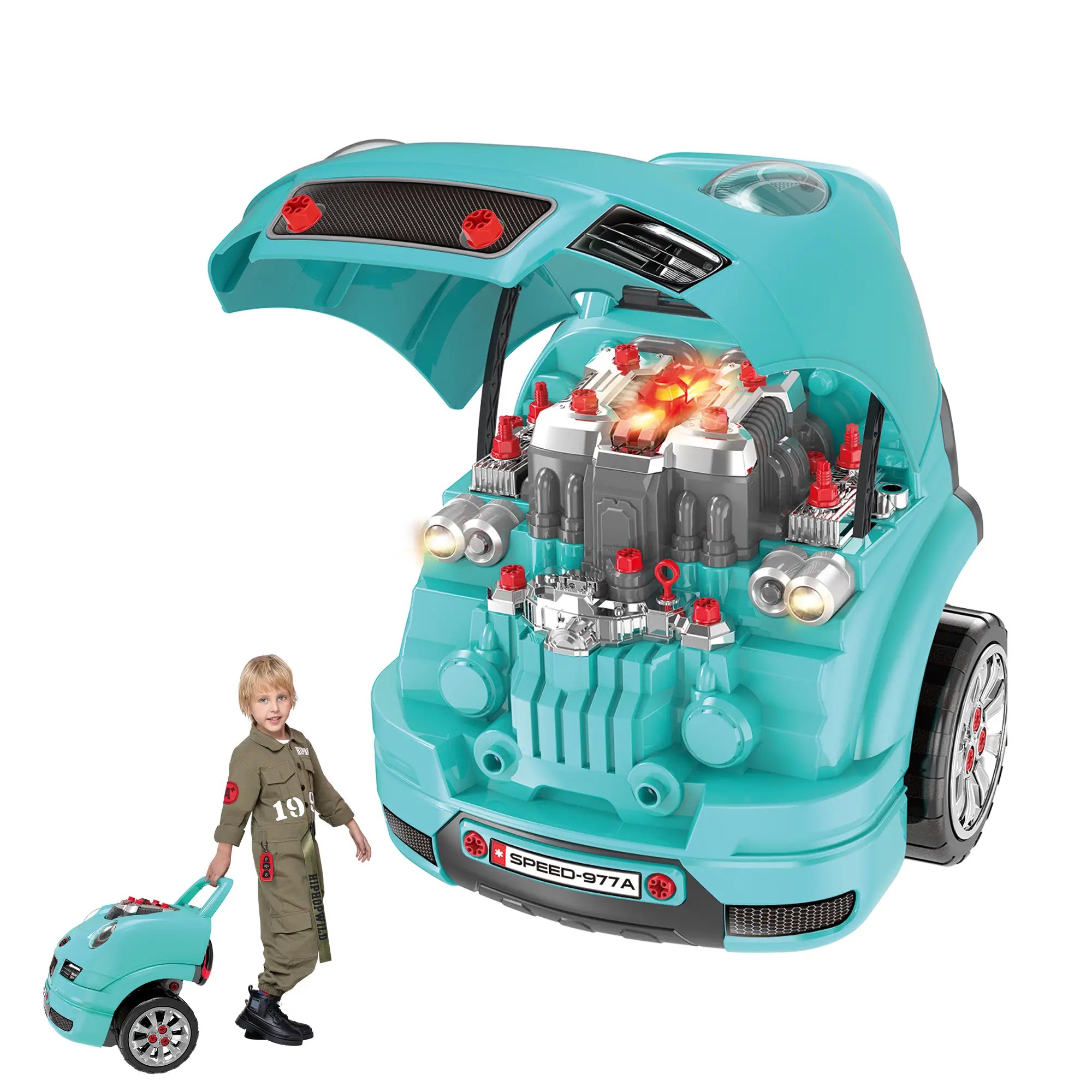 Kids Truck Engine Toy Set, Car Service Play Set, Teal Workbench Toy Sets at Gallery Canada