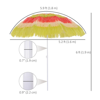6FT Beach Umbrella, Tilt Sunshade, Adjustable Height, Multi-Color Beach Umbrellas at Gallery Canada