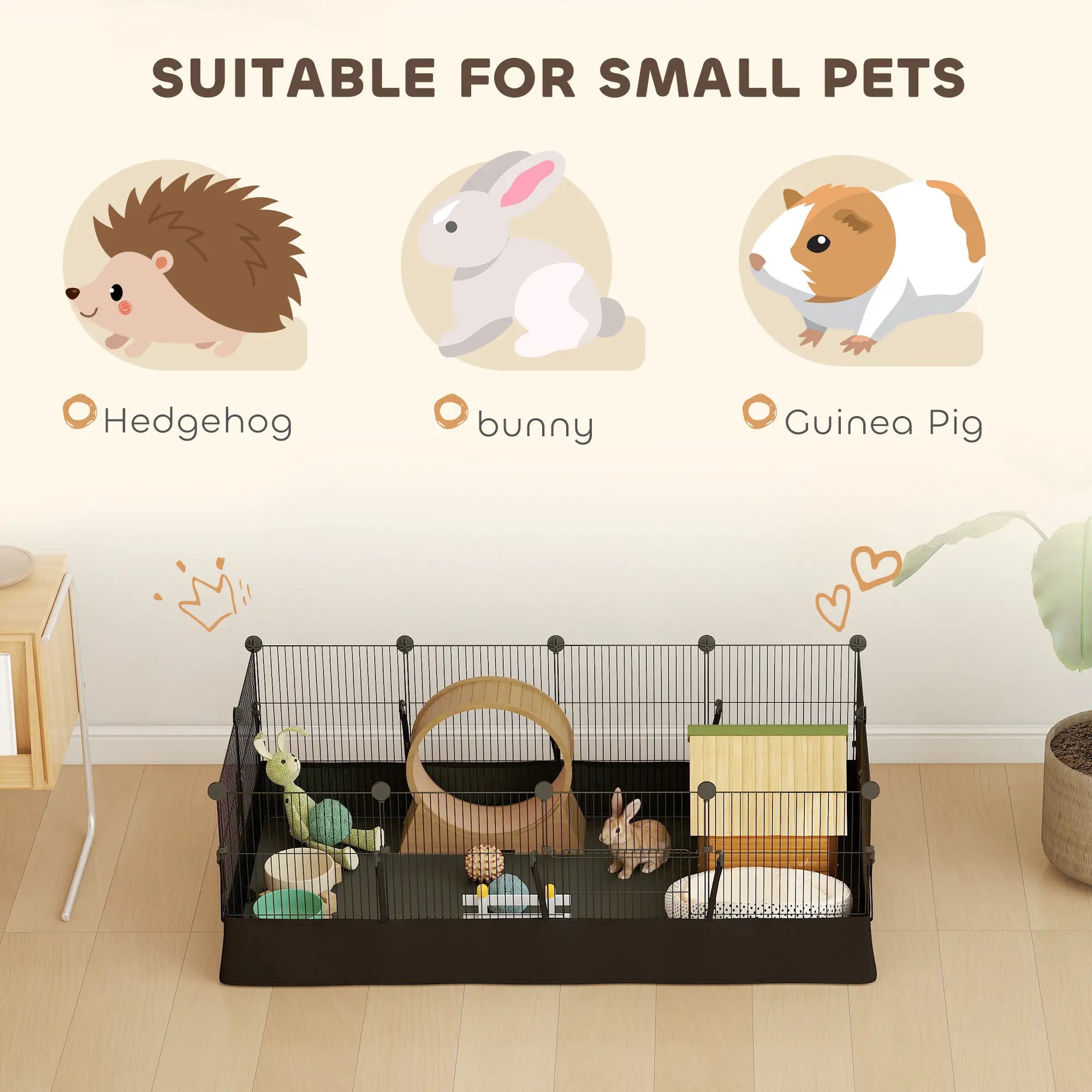 Small Animal Cage Waterproof Mat, DIY Playpen, 12 Panels, Black Houses & Habitats at Gallery Canada