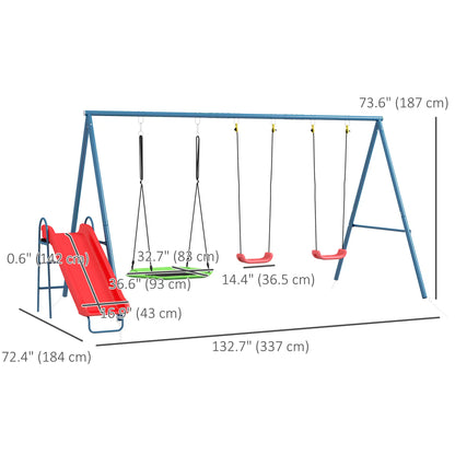 Metal Swing Set, 3 In 1 Design, Nest Swing, 2 Seats, Slide, 352 Lbs, Ages 3-8 Gym Sets & Swings at Gallery Canada
