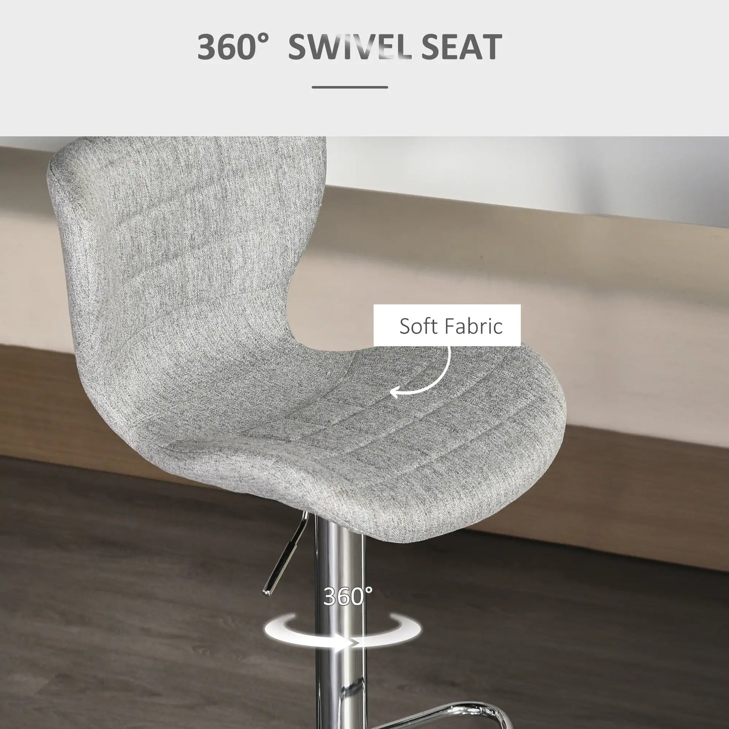 Set of 2 Adjustable Swivel Bar Stools, Counter Height, Grey Bar Stools at Gallery Canada