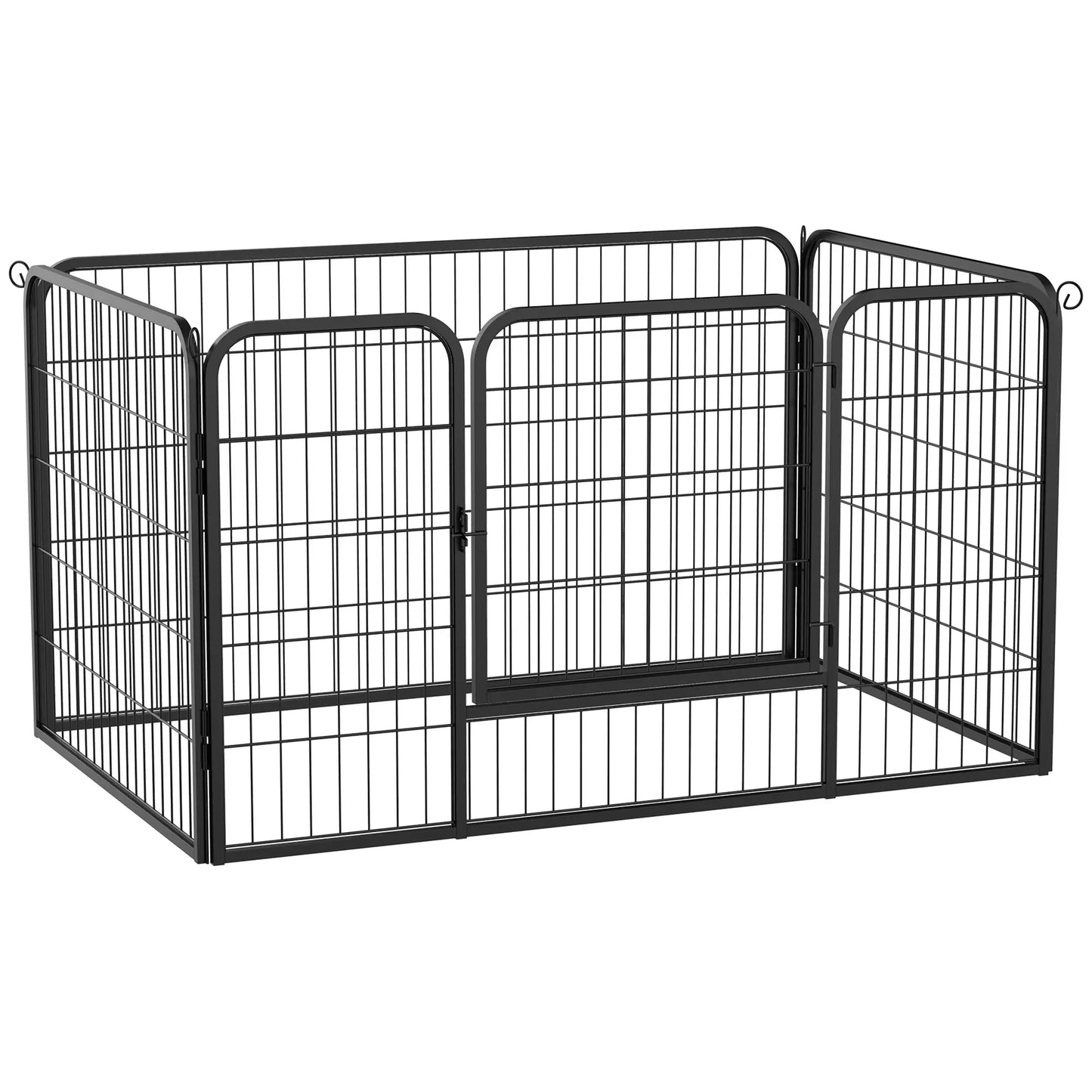 32"W 4-Panel Metal Dog Playpen, Indoor Outdoor Pet Fence, Black Houses, Kennels & Pens Black at Gallery Canada