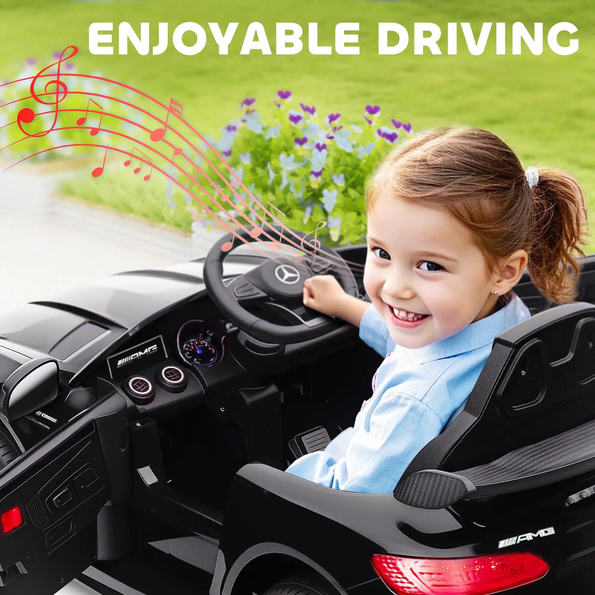 12V Battery Powered Kids Electric Car, Remote, Lights, Music Horn, Black Electric Toy Cars at Gallery Canada