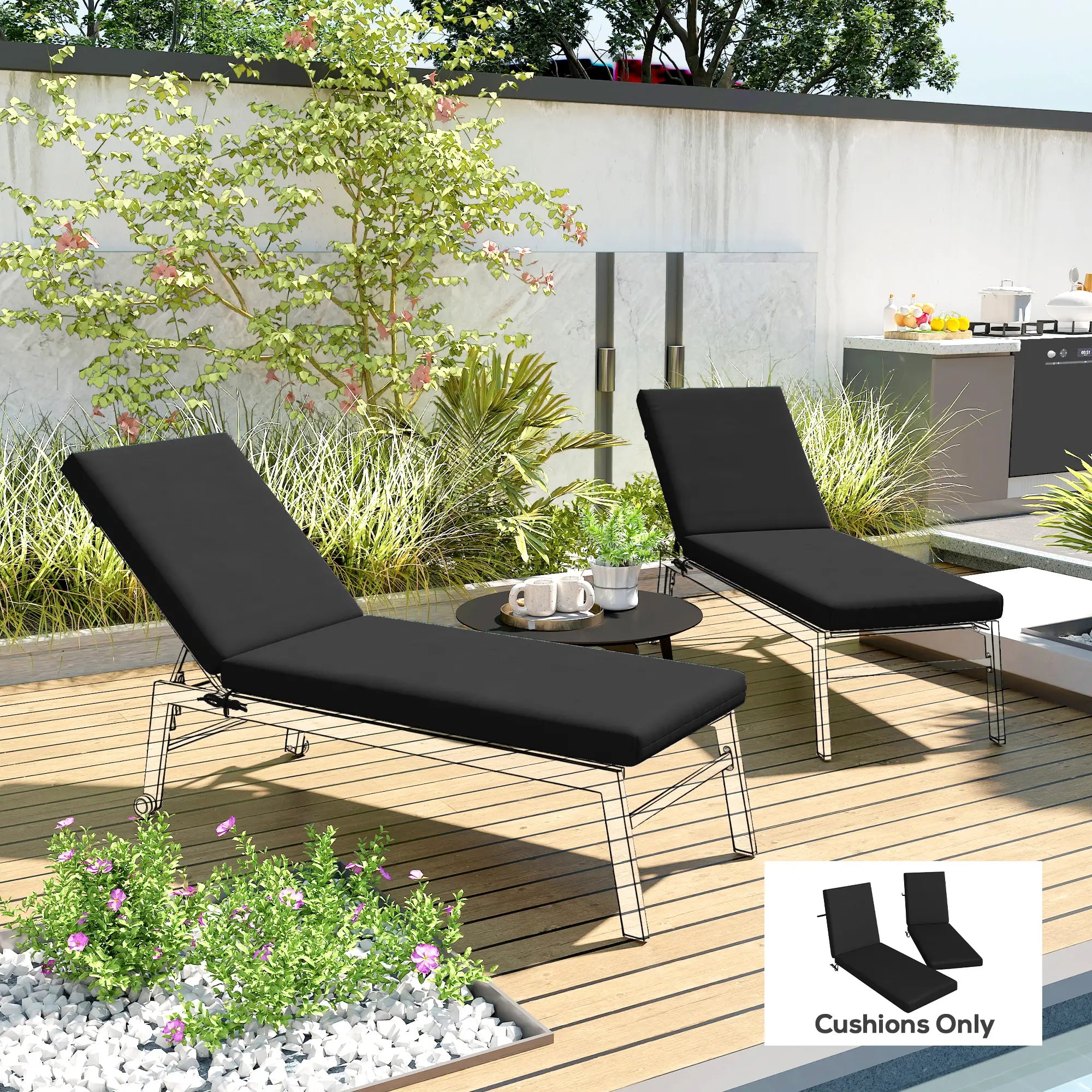 2-Piece Patio Chair Cushions, With Ties, Indoor Outdoor, Black Patio Chair Cushions at Gallery Canada