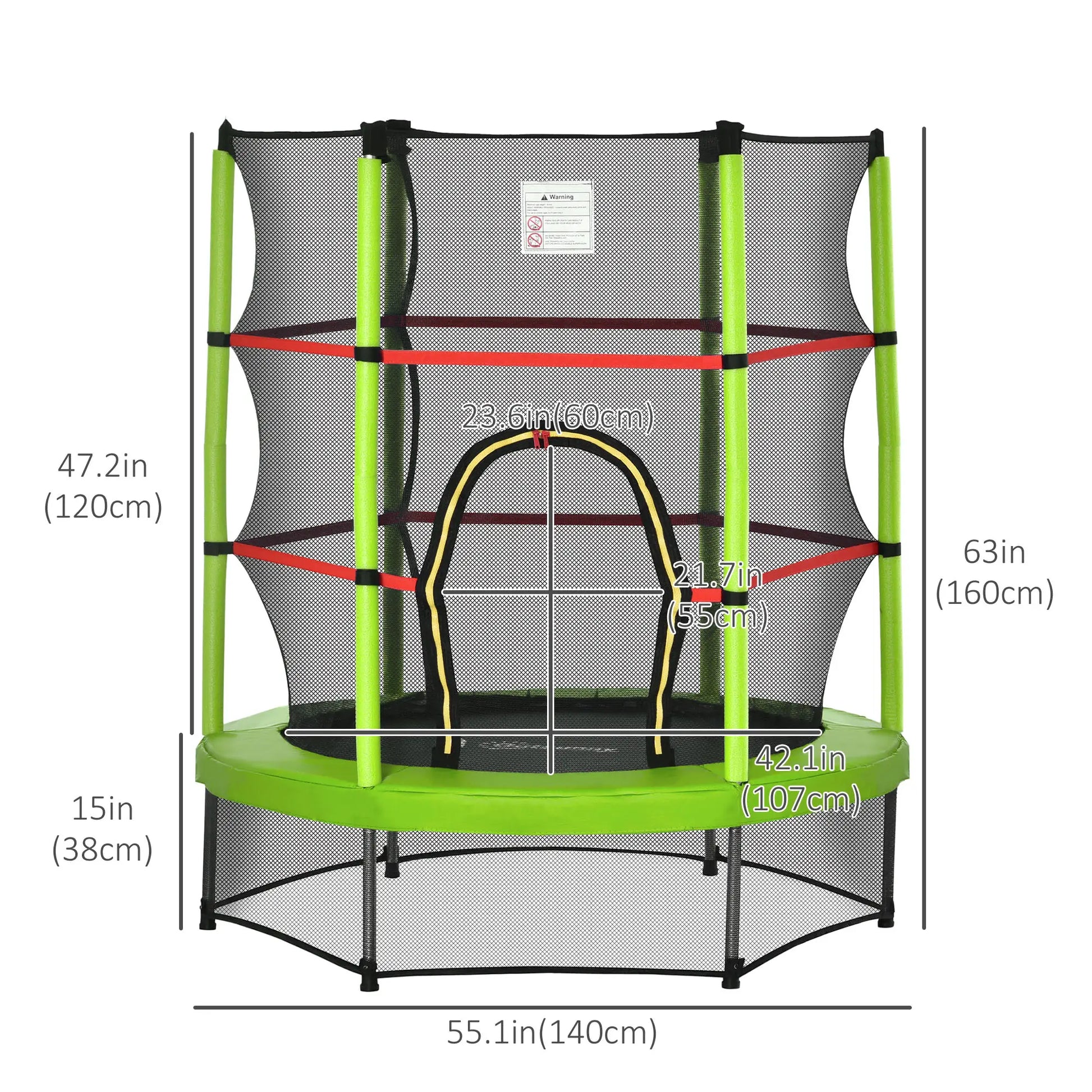 55 Inch Kids Trampoline with Enclosure Net, Indoor Outdoor, Green Trampolines at Gallery Canada