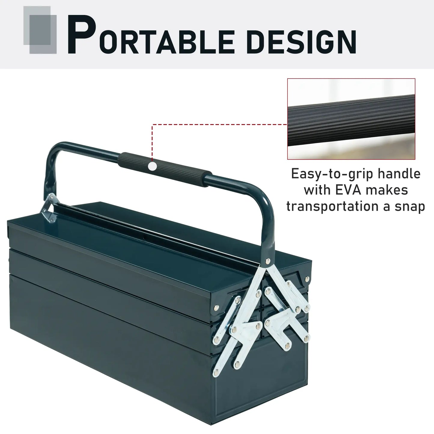 22 Metal Tool Box, 5-Tray Cantilever Steel Chest, Dark Green Tool Organizers at Gallery Canada