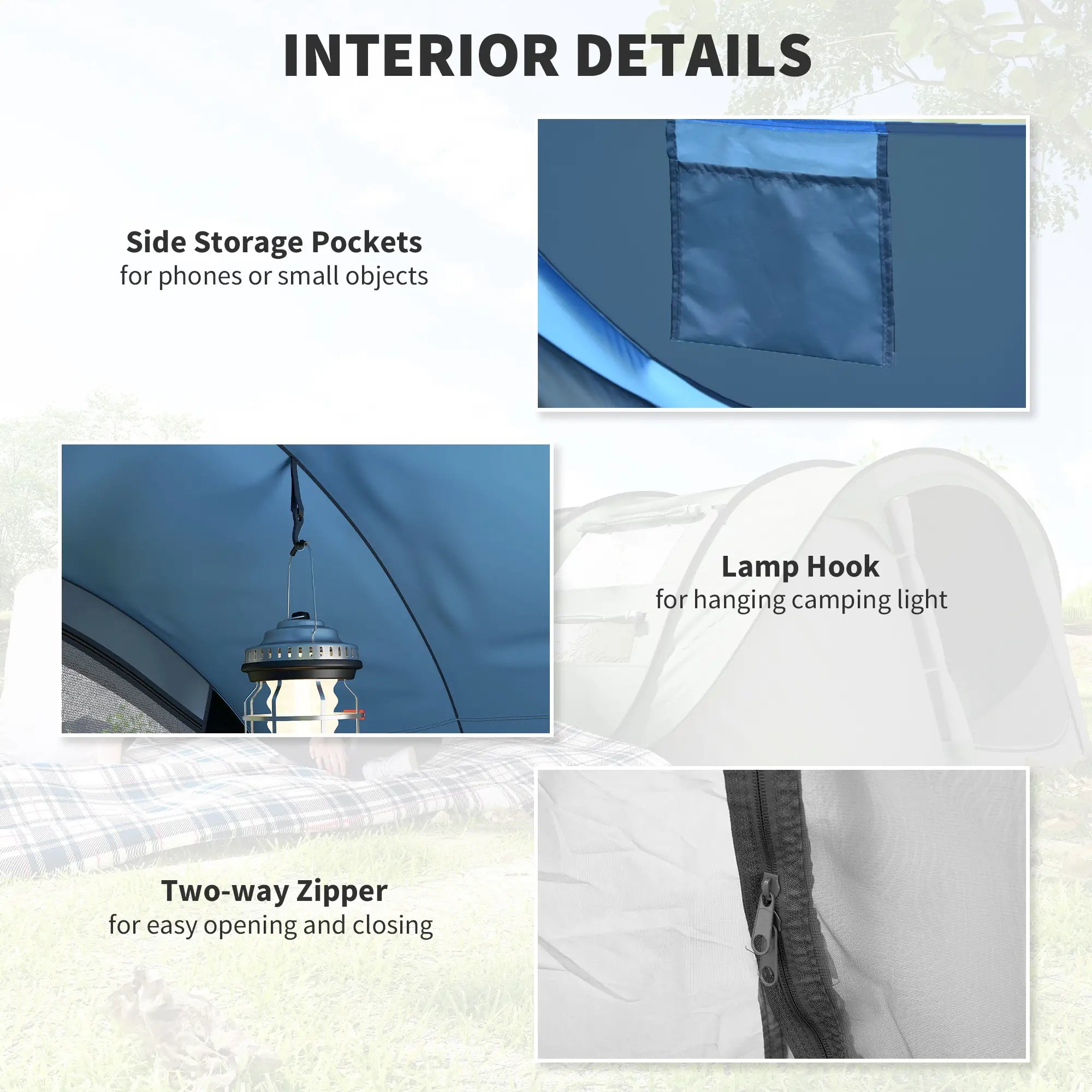 4 Person Pop Up Tent, Automatic Setup, With Doors, Windows, Carry Bag, Blue Camping Tents at Gallery Canada