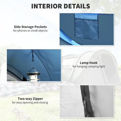 4 Person Pop Up Tent, Automatic Setup, With Doors, Windows, Carry Bag, Blue Camping Tents at Gallery Canada