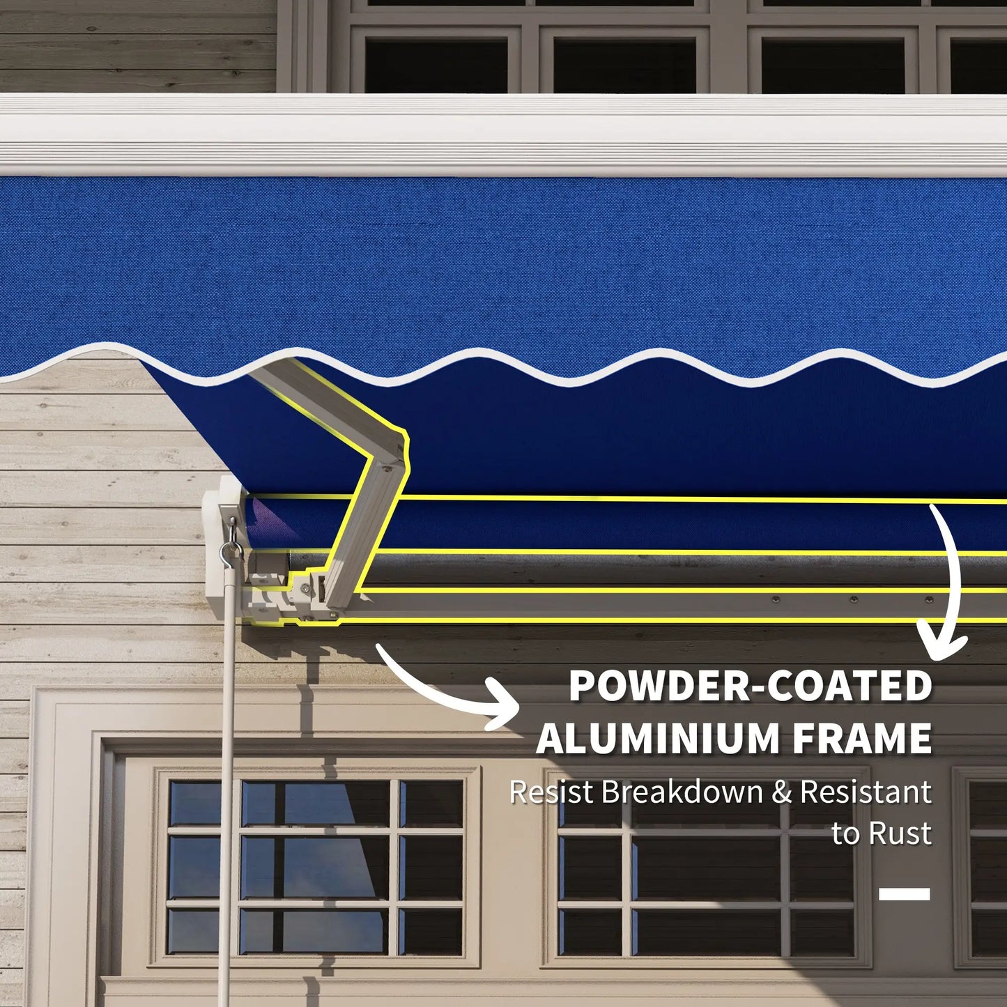 8'x7' Manual Retractable Patio Awning, Sun Shade Canopy, Blue Door Awnings at Gallery Canada