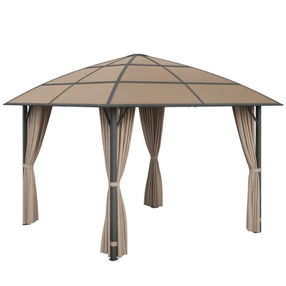 10' x 10' Outdoor Gazebo, UV60+ Polycarbonate Roof, Steel Frame, Khaki Gazebos at Gallery Canada