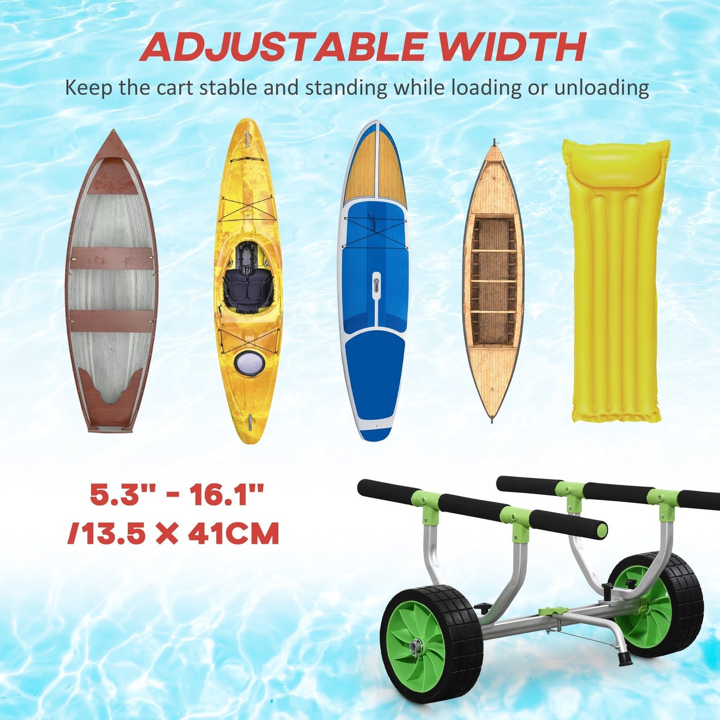 Kayak Cart Dolly with Adjustable Width and Flat-Free Wheels, Aluminum Frame, for Kayaks, Canoes, Paddleboards at Gallery Canada