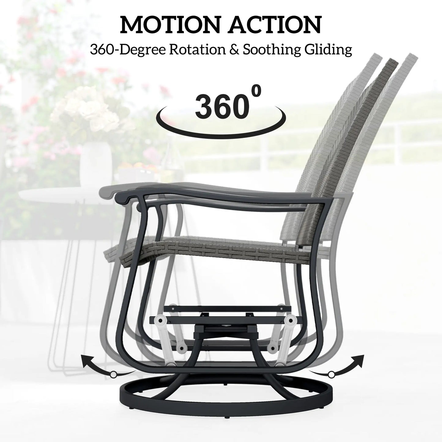 Rattan Patio Glider, Wicker Outdoor Chair, Steel Frame, Grey Outdoor Gliders at Gallery Canada