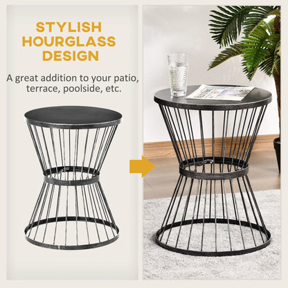 16" Steel Patio Side Table, Hourglass Design, Outdoor Indoor, Black Patio Side Tables at Gallery Canada
