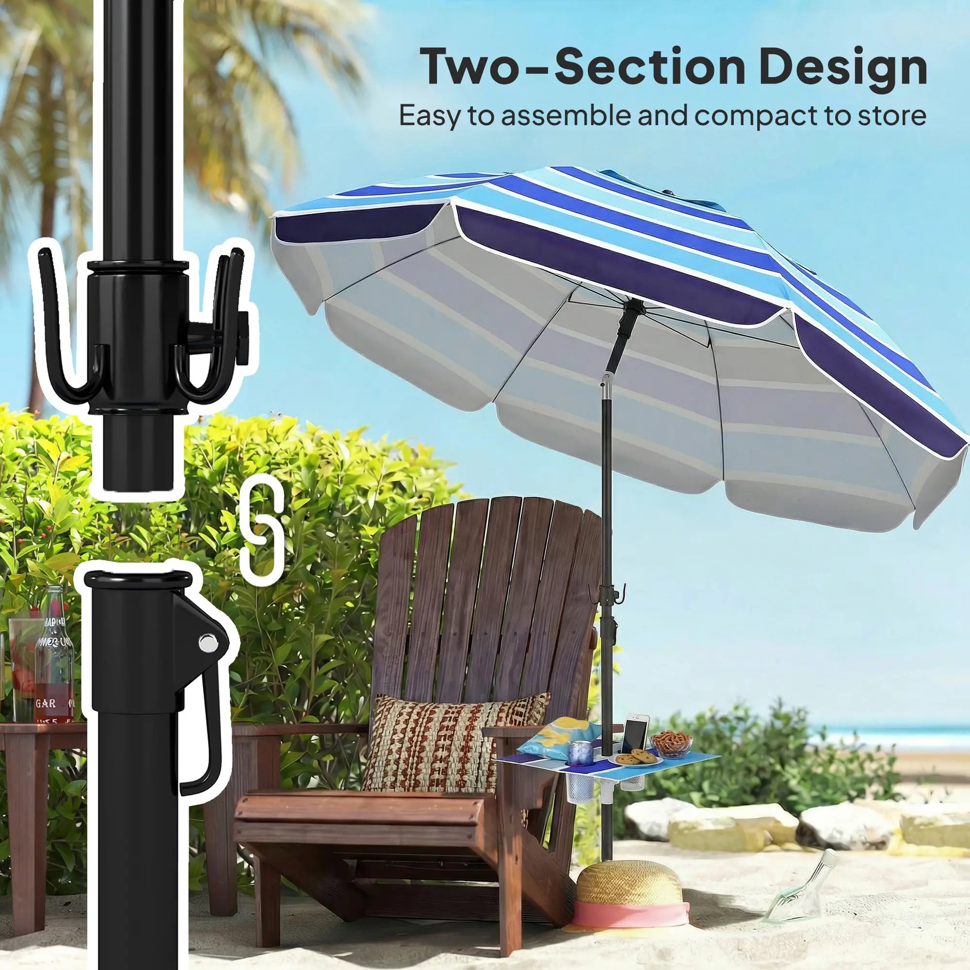 Adjustable Tilt Beach Umbrella, 78