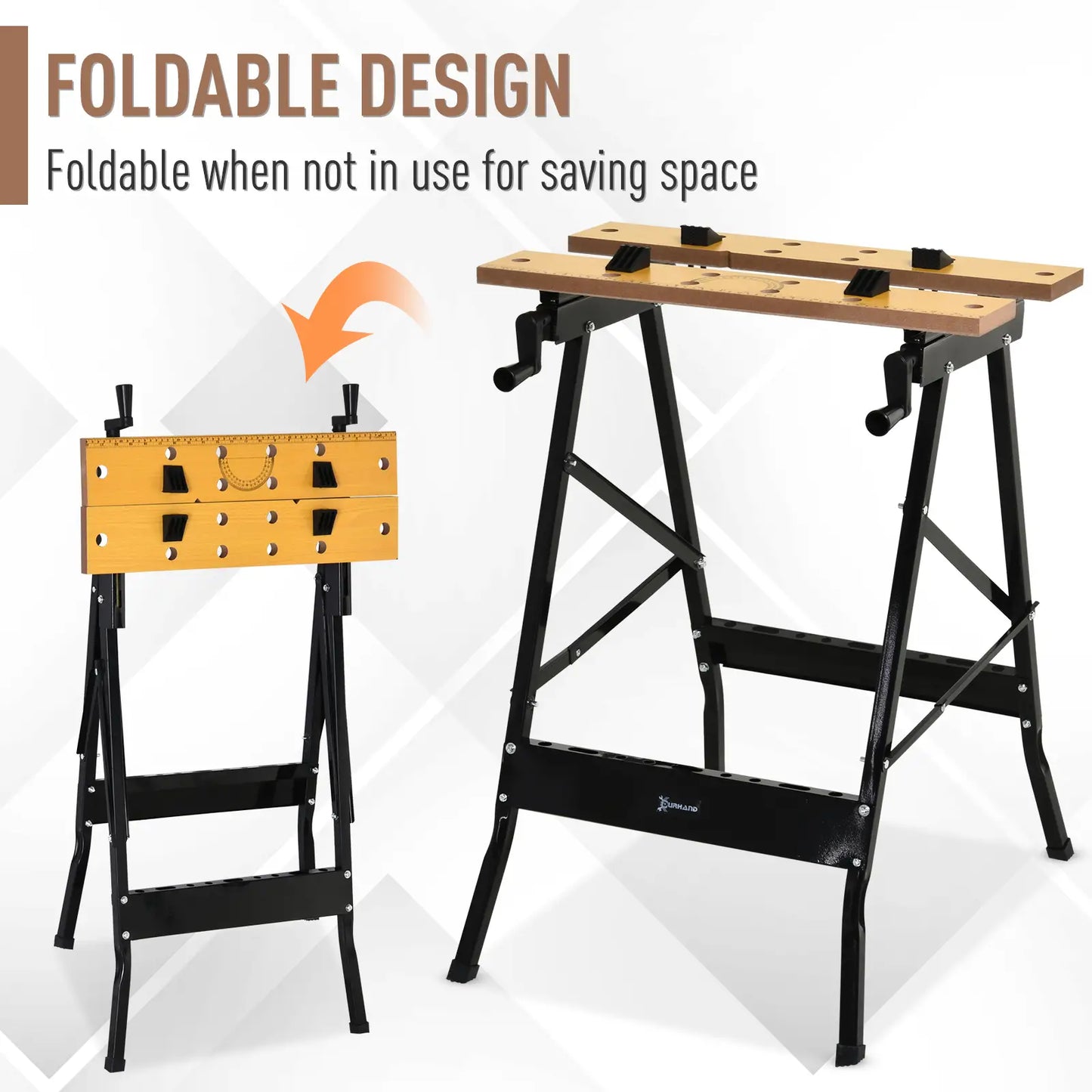 Foldable Work Bench, 4 Adjustable Clamps, MDF Surface, Steel Frame, 100kg/220lbs Capacity Tool Organizers at Gallery Canada