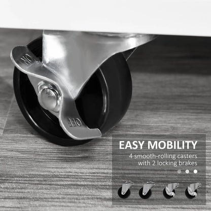 Lateral Filing Cabinet, Open Shelf, Mobile with Wheels, Lockable Drawer, White Office Cabinets & Cupboards at Gallery Canada