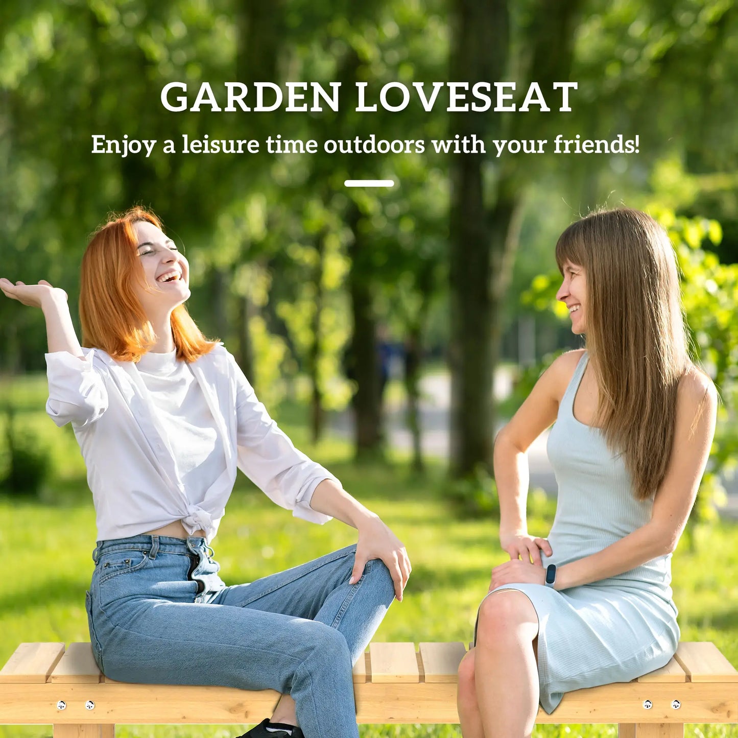 43.25" Outdoor Wood Garden Bench, Backless Patio Loveseat, Natural Outdoor Benches at Gallery Canada