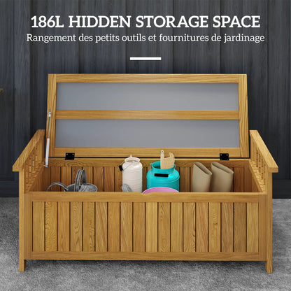 Wooden Storage Bench With Armrests, Outdoor Patio Garden, Brown Patio Chairs at Gallery Canada