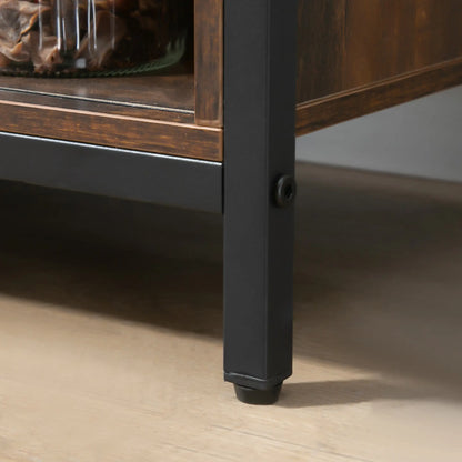 Industrial Sideboard, Buffet Cabinet with Sliding Barn Doors, Rustic Brown, Brown Bar Cabinets at Gallery Canada