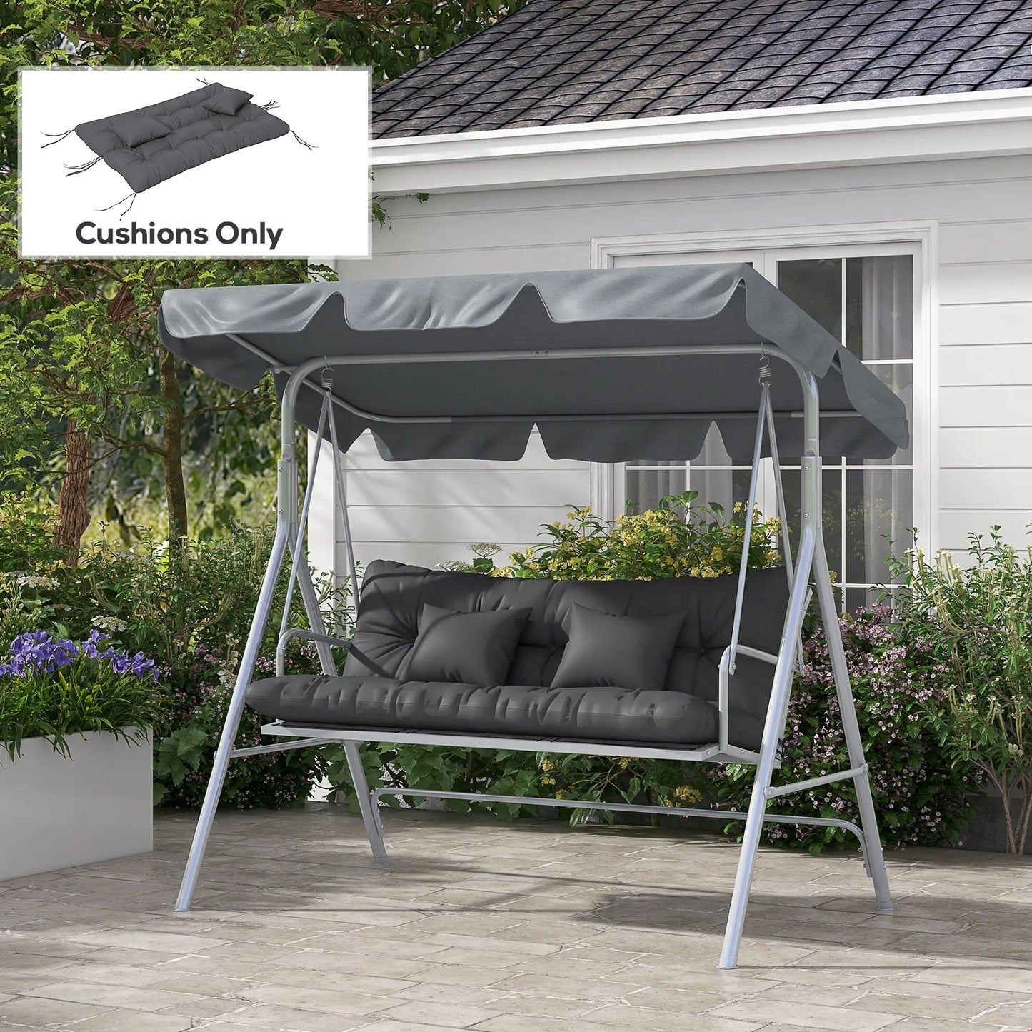 4-Piece Patio Chair Cushion Set, Back and Seat Pillows, Grey Patio Chair Cushions at Gallery Canada