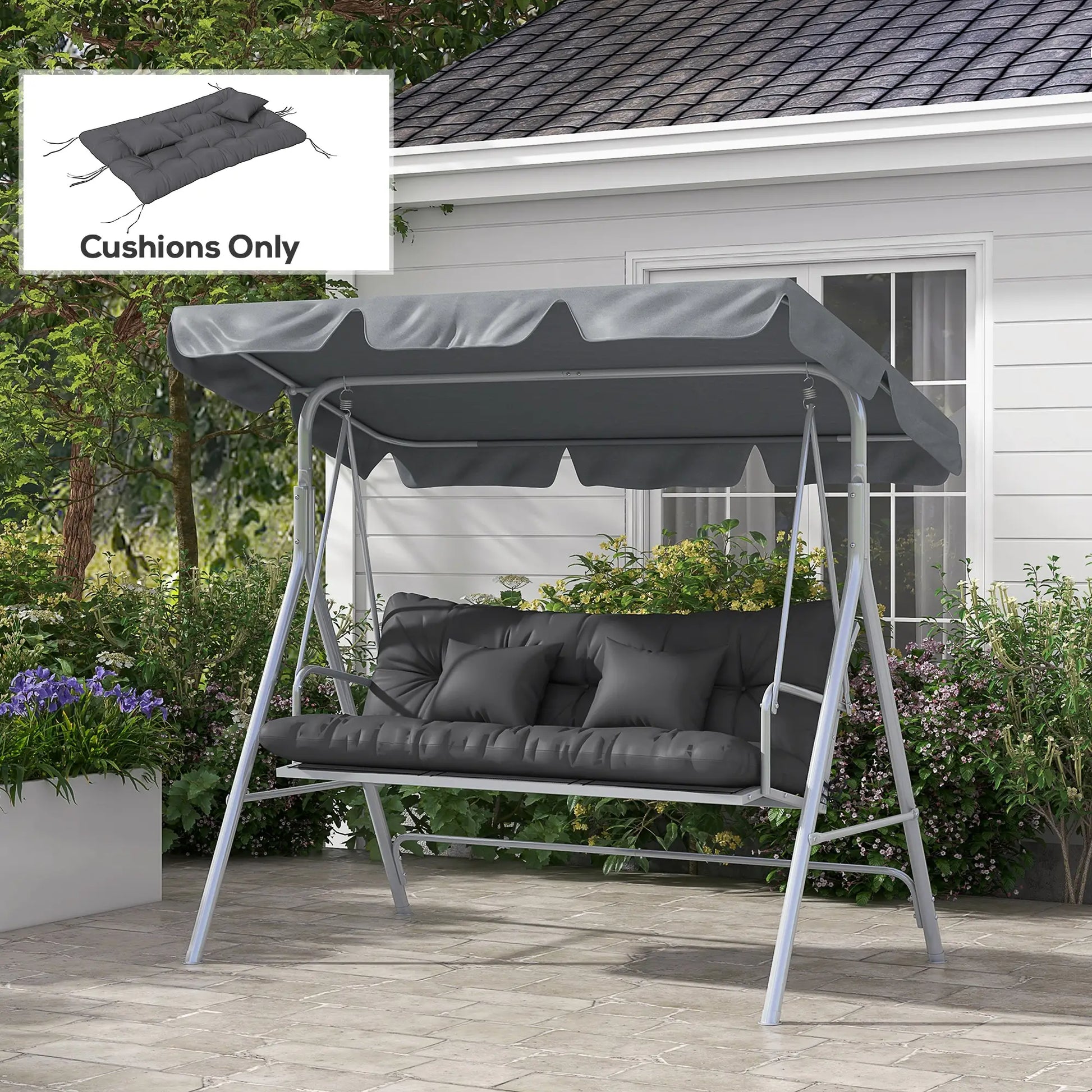 4-Piece Patio Chair Cushion Set, Back and Seat Pillows, Grey Patio Chair Cushions at Gallery Canada
