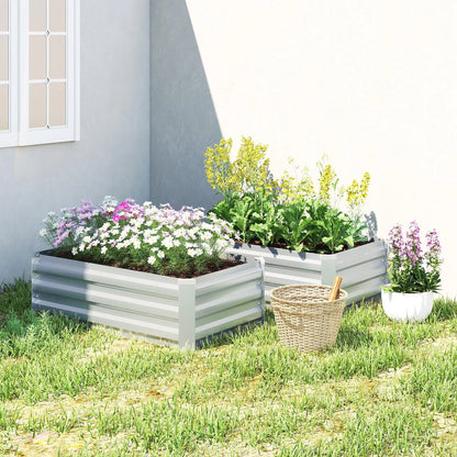 Galvanized Raised Garden Beds, Set of 2, Planter Box, Grey Galvanized Planter Boxes at Gallery Canada