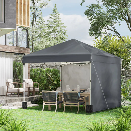 10' x 10' Pop Up Canopy, Sidewalls, Roller Bag, Adjustable, Dark Grey Pop Up Canopies Dark Grey at Gallery Canada