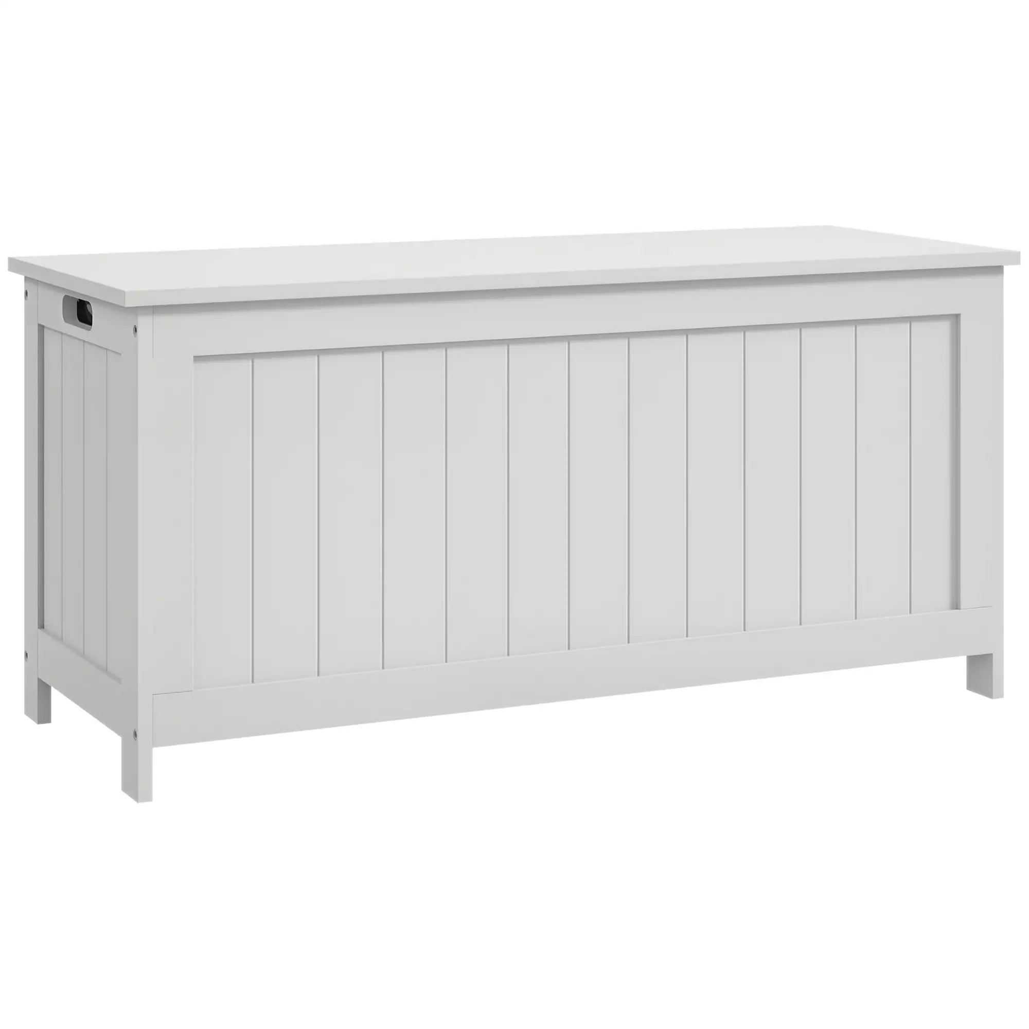 White Storage Trunk with Safety Hinges, Entryway Bench, Side Handles, White Storage Ottomans & Benches at Gallery Canada