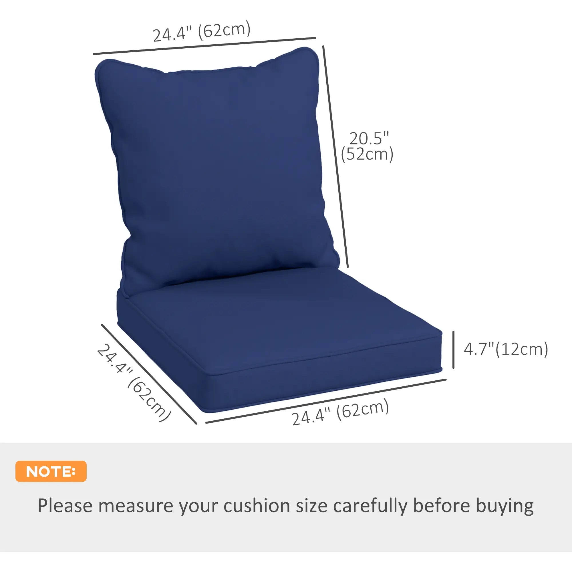 Seat Cushion Back Pillows Set of 2, Patio Chair Cushions, Dark Blue Patio Chair Cushions at Gallery Canada