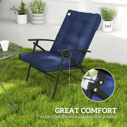 Outdoor Folding Chairs, Set of 2, Adjustable Backrest, Padded, Blue Patio Chairs at Gallery Canada