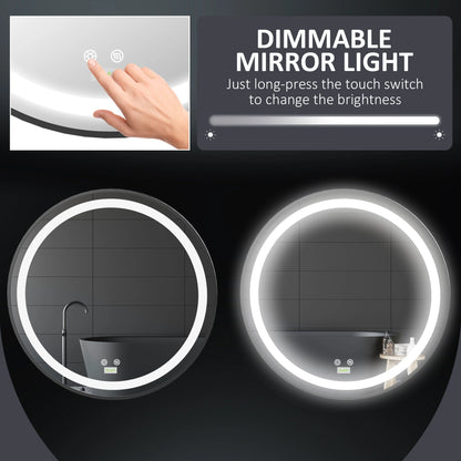 LED Bathroom Mirror, Dimmable Lighted Anti Fog, Plug-In, 28 Inch, 3 Color Bath Accessories at Gallery Canada