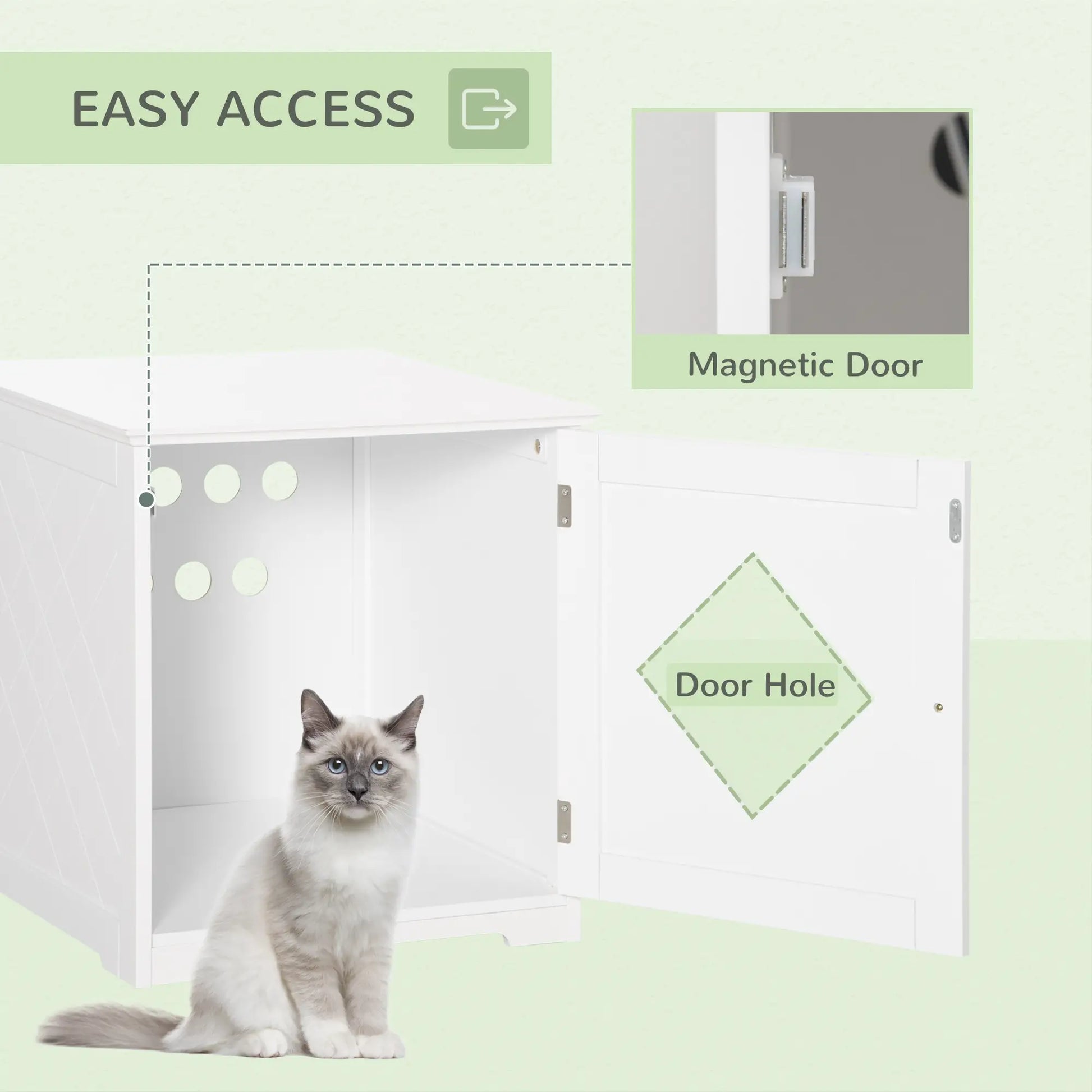 Cat Litter Box Enclosure End Table, Indoor Washroom with Magnetic Door, White Cat Litter Box Enclosures at Gallery Canada