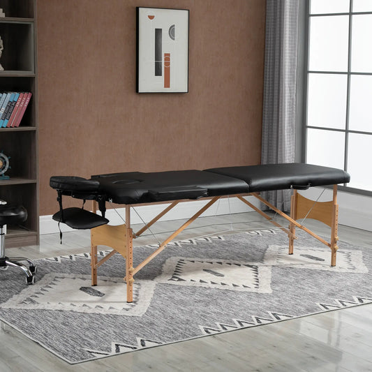 83 Inch Portable Folding Massage Table, Adjustable Salon Spa Bed, Black Portable Massage Tables Black at Gallery Canada