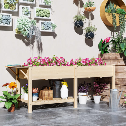 Raised Garden Bed, Wood Planter Box with Side Table, Natural Raised Garden Beds at Gallery Canada