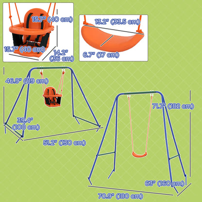 Kid Swing Set with Safety Harness, 6 Months+, Heavy Duty, Indoor/Outdoor, Orange Gym Sets & Swings at Gallery Canada