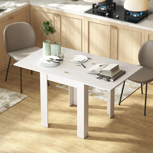 55" Extendable Dining Table for 4-6 Person, Kitchen Table, White