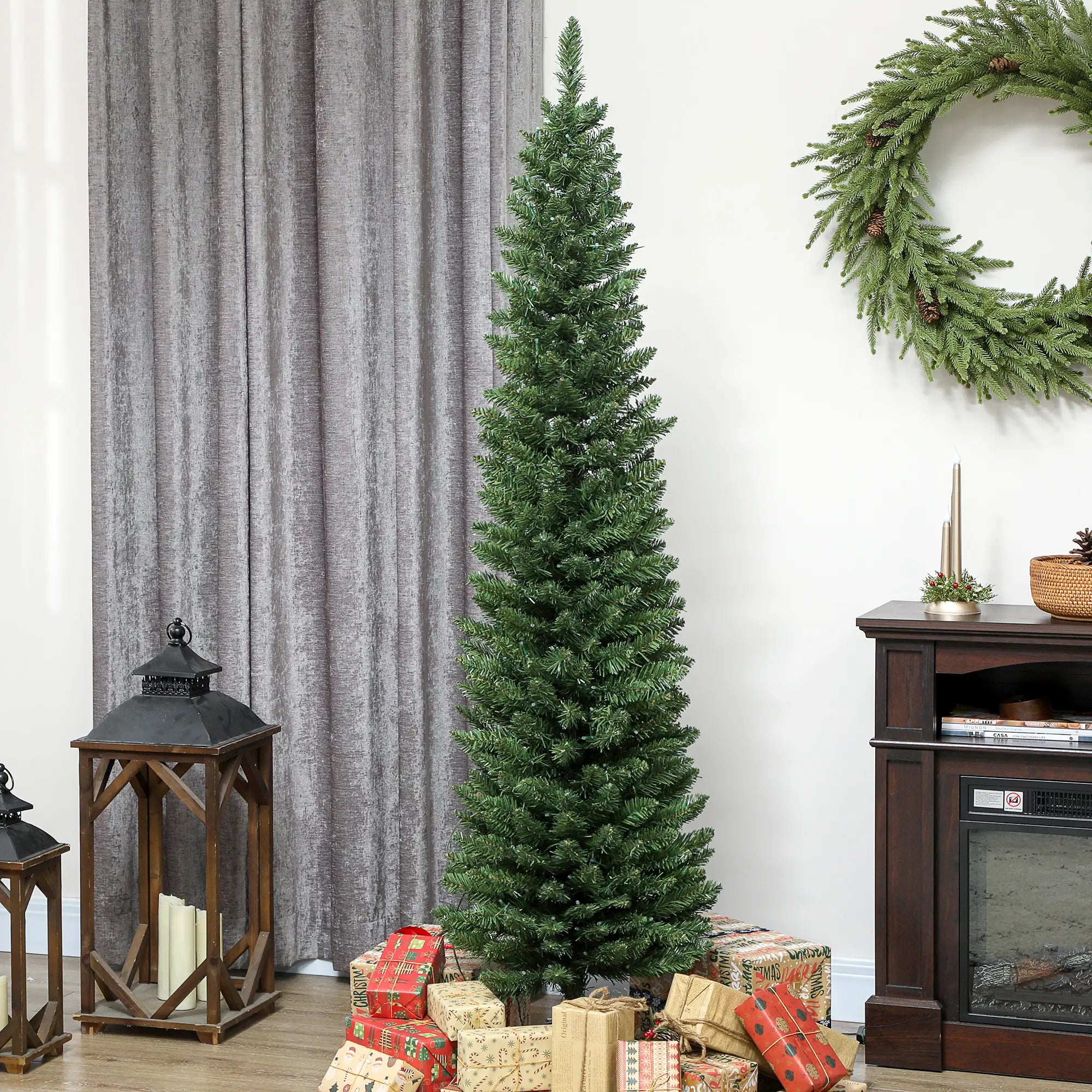 6ft Green Christmas Tree, Colorful DIY LEDs, Remote, Timer, Green Pencil Christmas Trees at Gallery Canada