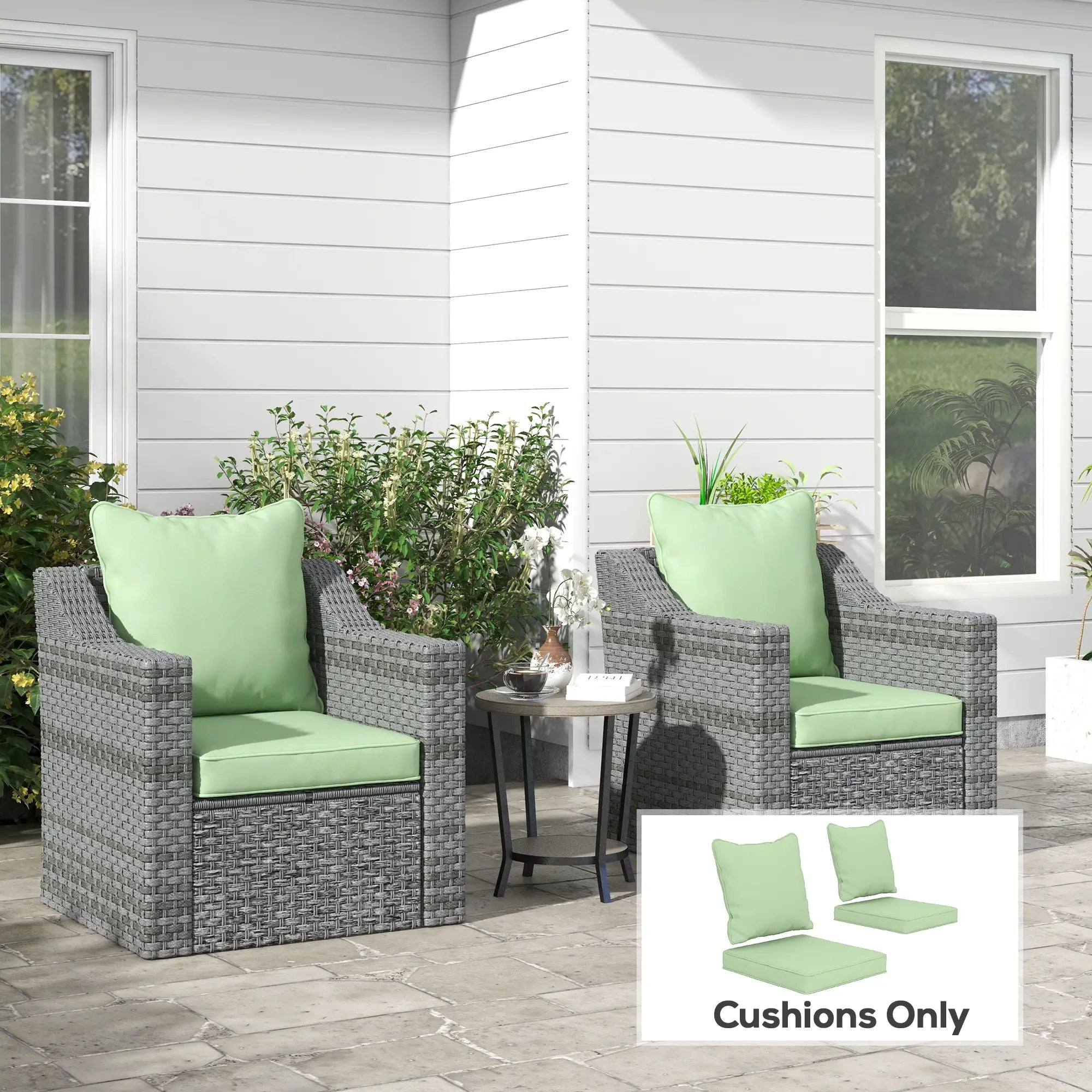 Patio Seat Cushion Set of 2, Green Patio Chair Cushions at Gallery Canada