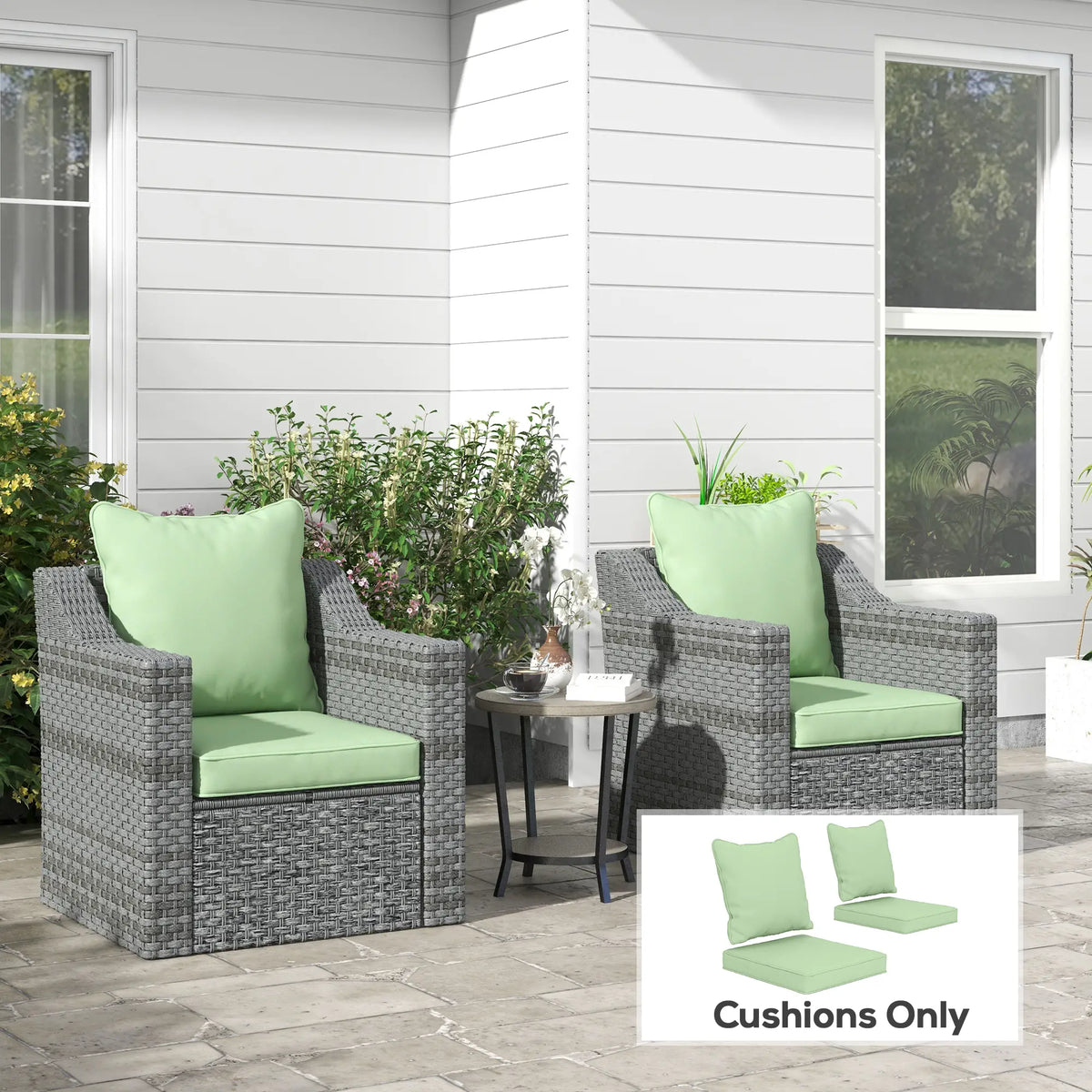 Patio Seat Cushion Set of 2, Green Patio Chair Cushions at Gallery Canada