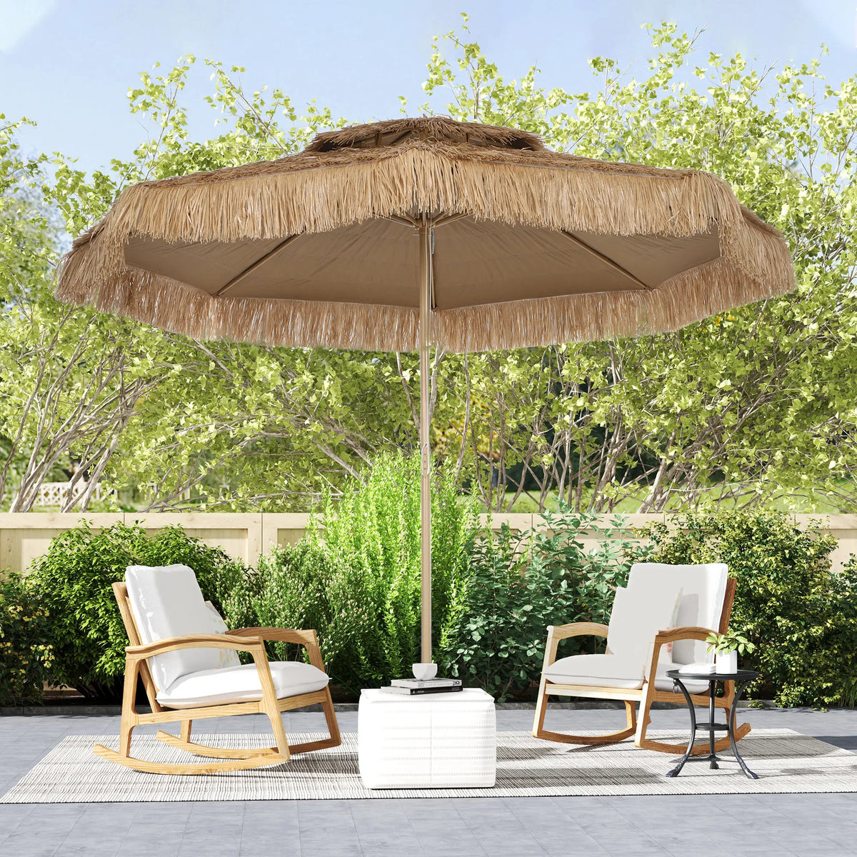 10 ft. Hula Thatched Tiki Umbrella, UPF30+, 8 Ribs, Natural Sun Umbrellas at Gallery Canada