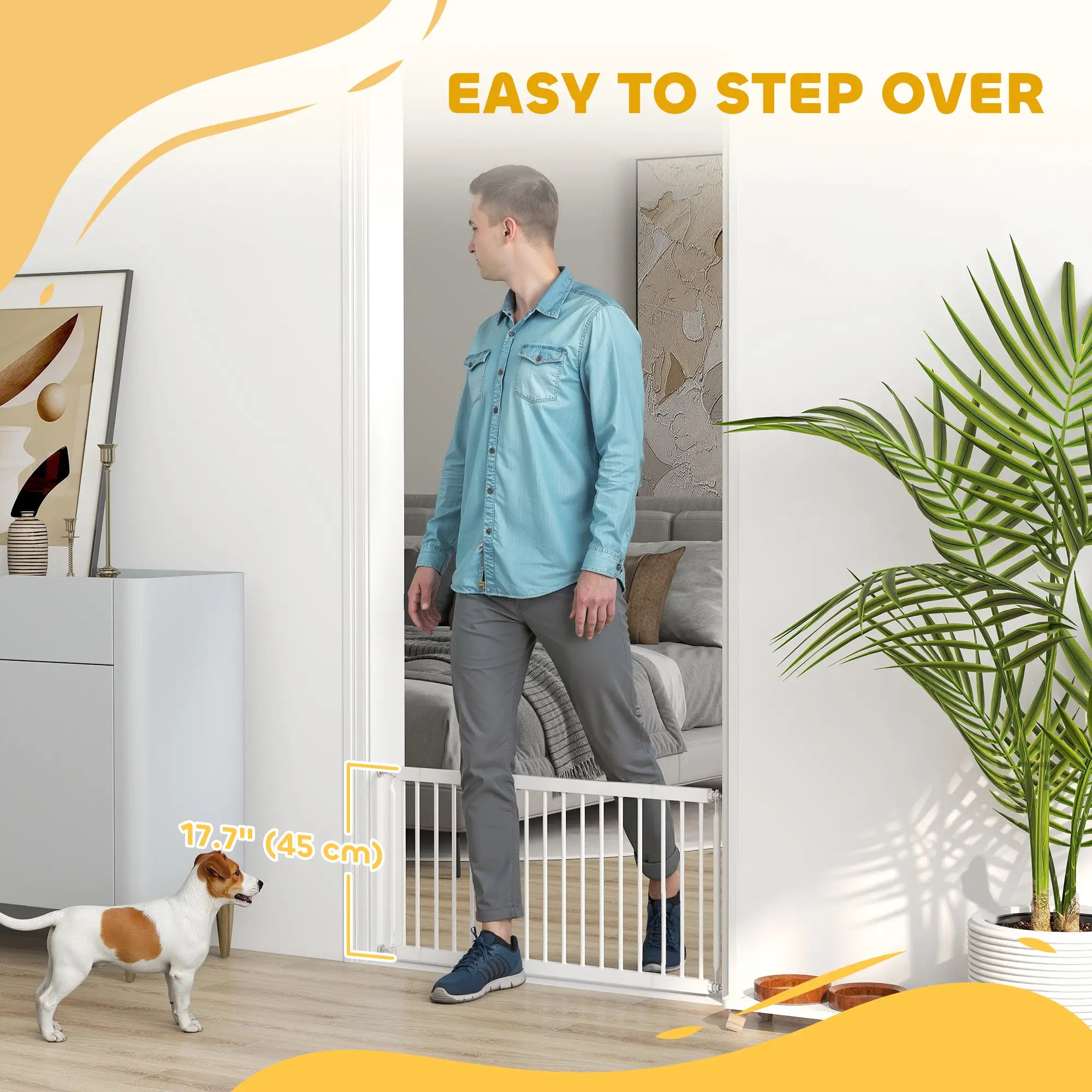 26-37 Inch Dog Gate, Adjustable Pet Gate, 18 Inch Tall, White Pet Gates at Gallery Canada